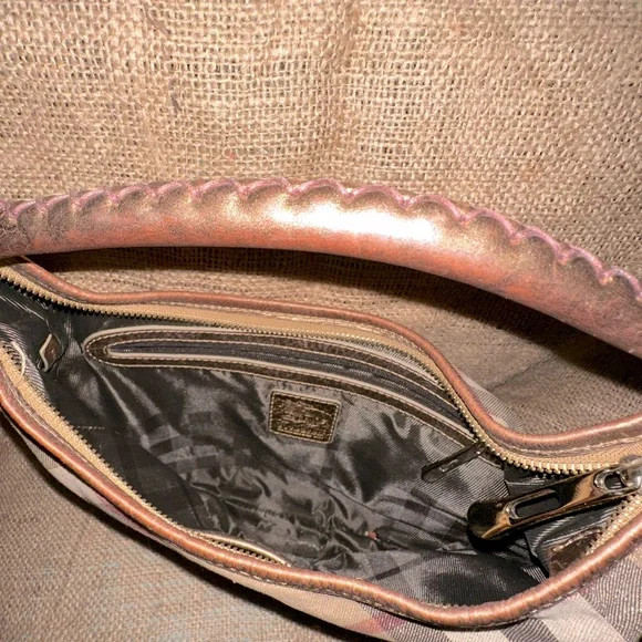 Burberry Metallic ✨ Beige Nova Check Canvas & Leather Hobo Bag 🤎❤️🖤🤍 w/dustbag - Picture 9 of 13